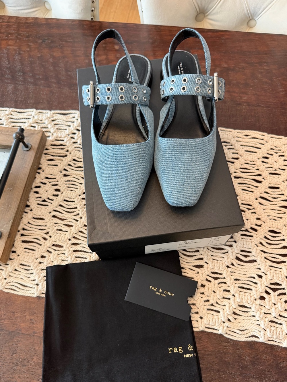 Rag & Bone Astra Slingback Flats in Denim - Size 39 (9)
